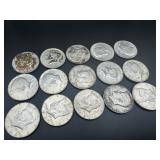 Twelve 40% Silver Kennedy Half Dollars