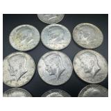 Ten 1968 40% Silver Kennedy Half Dollars