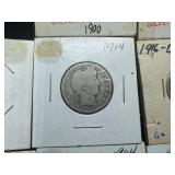 Fourteen Mixed Date and Mint Silver Barber Quarters