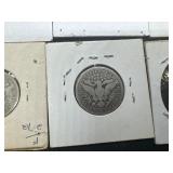 Fourteen Mixed Date and Mint Silver Barber Quarters
