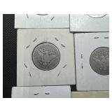Fourteen Mixed Date and Mint Silver Barber Quarters