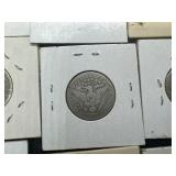 Fourteen Mixed Date and Mint Silver Barber Quarters