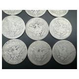 Ten Mixed Date and Mint Silver Barber Quarters