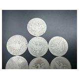 Ten Mixed Date and Mint Silver Barber Quarters