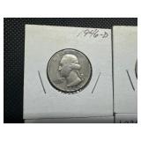 Nine Silver Washington Quarters all 1930s and 1940s