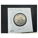 Nine Silver Washington Quarters all 1930s and 1940s