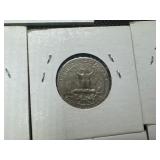 Nine Silver Washington Quarters all 1930s and 1940s