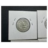 Eight Silver Washington Quarters all 1950s and 1960s