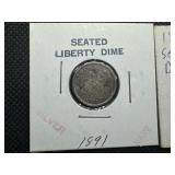 Three Seated Liberty Dimes: 1843, 1875, and 1891