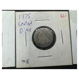 Three Seated Liberty Dimes: 1843, 1875, and 1891