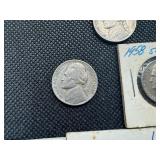 Nine Jefferson Nickels- 5 Marked "BU" When Purchased - 1946-S, 1953-S, 1954, 1958,  and 1961, and 4 1939 Jefferson Nickels.