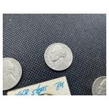 Nine Jefferson Nickels- 5 Marked "BU" When Purchased - 1946-S, 1953-S, 1954, 1958,  and 1961, and 4 1939 Jefferson Nickels.