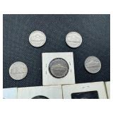 Nine Jefferson Nickels- 5 Marked "BU" When Purchased - 1946-S, 1953-S, 1954, 1958,  and 1961, and 4 1939 Jefferson Nickels.