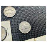 Nine Jefferson Nickels- 5 Marked "BU" When Purchased - 1946-S, 1953-S, 1954, 1958,  and 1961, and 4 1939 Jefferson Nickels.