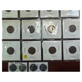 Twenty Eight Carded Earlier Date Lincoln Wheat Cents and two sets of BU 1943 PDS Steel Cents (34 Coins in all)