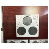 Fifteen Mostly Very High Grade1943 Steel Cents:  6  1943-Ps and three 3-coin 1943 PDS sets.