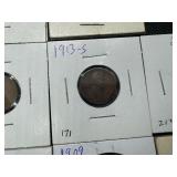 Ten Early and Better Date Lincoln Wheat Cents - (3) 1909; 1909 VDB, 1911-D, 1913-D, 1913-S, 1922-D, 1923-S and 1929-S - Greysheet Value for these coins at G4 is $36.25