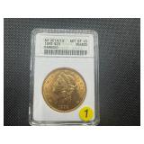 1893 Gold Liberty Head $20.00 Double Eagle Coin (0.9675 Oz. of Gold) - ANACS AU Details