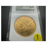 1893 Gold Liberty Head $20.00 Double Eagle Coin (0.9675 Oz. of Gold) - ANACS AU Details