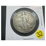 1941-D Walking Liberty Silver Half Dollar