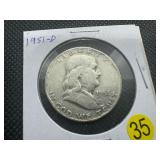 1951-D  Franklin Silver Half Dollar