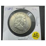 1960-D  Franklin Silver Half Dollar - Marked AU When Purchased