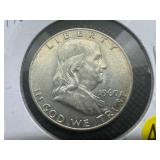1960-D  Franklin Silver Half Dollar - Marked AU When Purchased