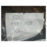 500 1940- 1958 Wheat Cents