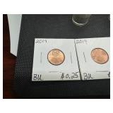 Fifty Brilliant Uncirculated 1973-S Lincon Cents, Two 2019 BU Lincoln Cents Two 2019-D BU Lincoln Cents and 32 Steel Lincoln Cents