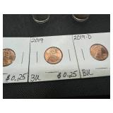 Fifty Brilliant Uncirculated 1973-S Lincon Cents, Two 2019 BU Lincoln Cents Two 2019-D BU Lincoln Cents and 32 Steel Lincoln Cents