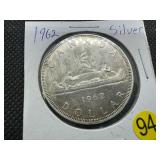 1962 Silver Canadian Dollar