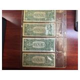 Four 1957 A $1.00 Silver Certificates
