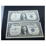 1935 D Blue Seal $1.00 Silver Certificate and 1957 Blue Seal $1.00 Silver Certificate