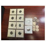 1869 Seated Liberty Dime, 1872 Shield Nickel; Damaged Barber Dime, No Date 2 Cent Coin, No Date Flying Eagle Cent, 8 Ancient Coins in holders 6 Shield Nickels - 19 Coins