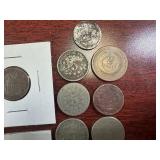 1869 Seated Liberty Dime, 1872 Shield Nickel; Damaged Barber Dime, No Date 2 Cent Coin, No Date Flying Eagle Cent, 8 Ancient Coins in holders 6 Shield Nickels - 19 Coins