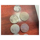 1869 Seated Liberty Dime, 1872 Shield Nickel; Damaged Barber Dime, No Date 2 Cent Coin, No Date Flying Eagle Cent, 8 Ancient Coins in holders 6 Shield Nickels - 19 Coins