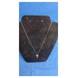 Rhodium Over 10K White Gold 1/4 ct tw Lab-Grown Diamond Cross Pendant Necklace