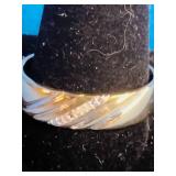 18K Gold Over Sterling Silver Two-Tone Unisex Diamond-Accent Wedding Band - Size 14