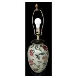 Lovely Vintage Ceramic Green Lamp Base with Flowers