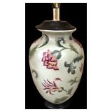 Lovely Vintage Ceramic Green Lamp Base with Flowers