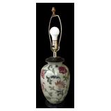 Lovely Vintage Ceramic Green Lamp Base with Flowers