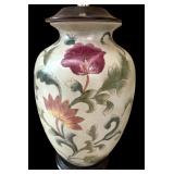 Lovely Vintage Ceramic Green Lamp Base with Flowers