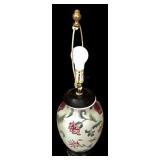 Lovely Vintage Ceramic Green Lamp Base with Flowers