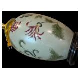 Lovely Vintage Ceramic Green Lamp Base with Flowers