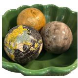 Beautiful Decor Crate & Barrel Green Decorative Bowl and Decorative Spheres