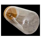 Fun Clear Glass Tumblers with Wooden Tops and Glass Straw and Clear Glass Pitcher