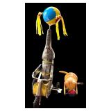 Vintage Tin Wind-up Toys Including Shylling Elephant on Bike Windup (original box) and Cat and Ball