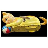 Vintage Tin Wind-up Toys Including Shylling Elephant on Bike Windup (original box) and Cat and Ball