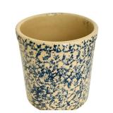 Vintage Roseville Stoneware Blue Spongeware Crock and Vintage Two Tone Stoneware Jug