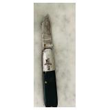 Vintage Vermont Marble Mother of Pearl Inlay Trinket Box from India and Two Vintage Pocket Knives